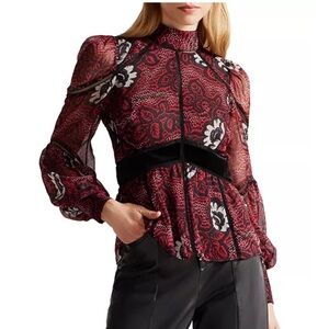 NWt TED BAKER Alexxei Ladder & Velvet Trim Top